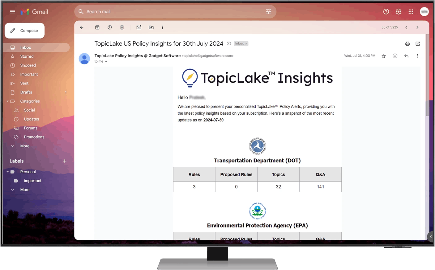 A screenshot of an alert notification within a desktop insights dashboard.
