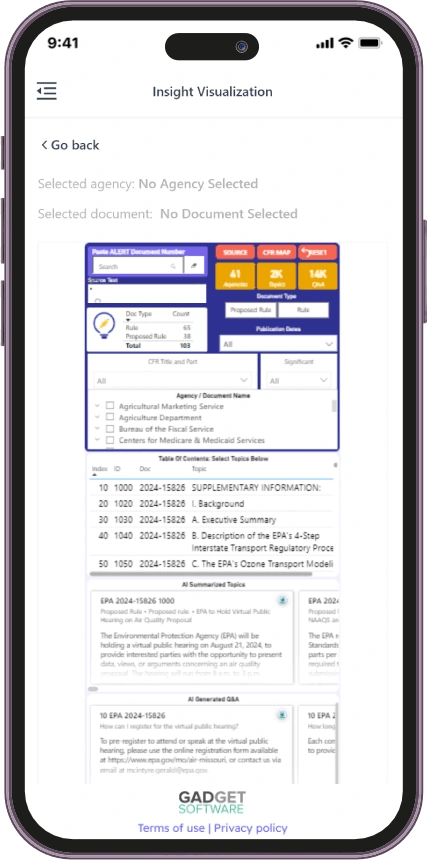 A detailed view of an insights dashboard interface on a mobile screen.
