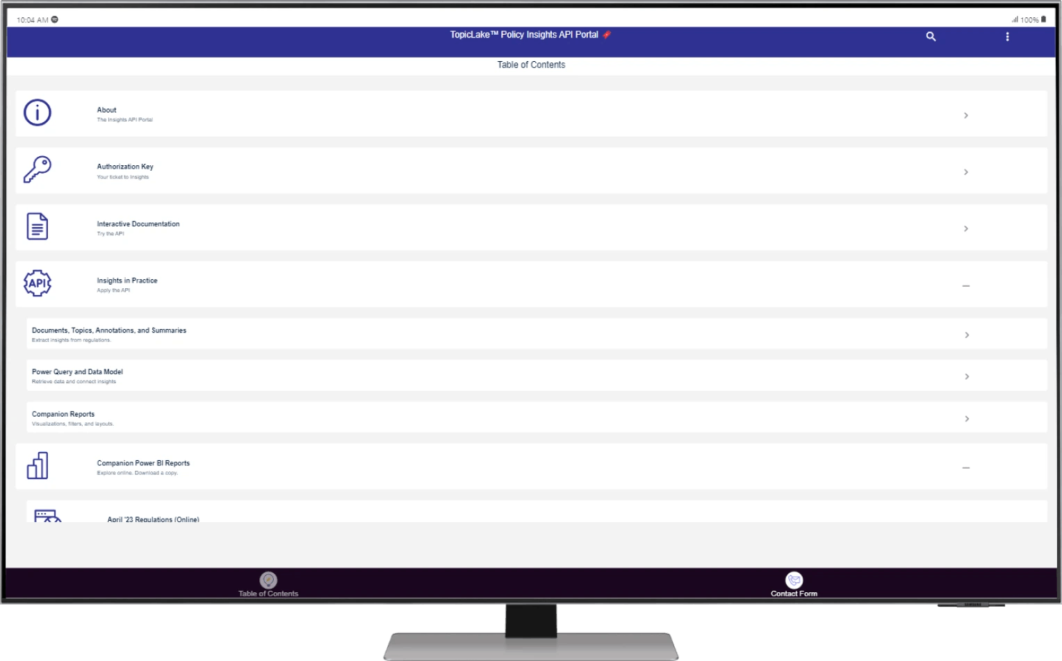 A screenshot of a desktop view of an API training portal homepage.