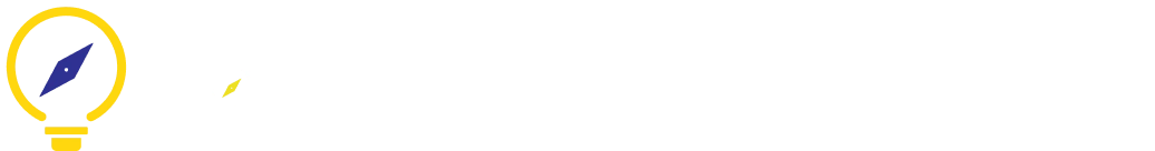 A compass shaped like a lightbulb, and its needle shaped filament, next to the TopicLake™. Insights which is the name of Gadget Software’s information service